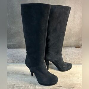 Modern Vintage Andrea Black Suede Knee High Boots